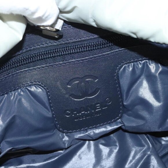 CHANEL Cococoon Hand Bag Nylon Gray Silver CC - Picture 14 of 16